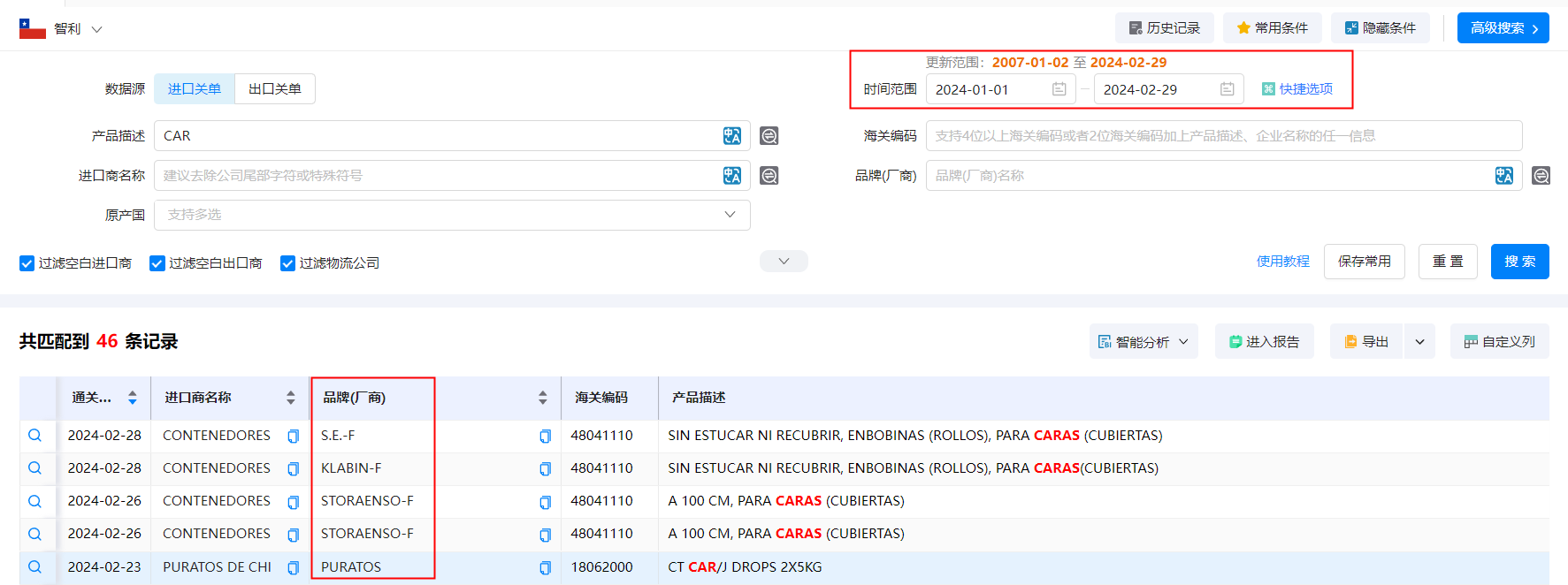 海关贸易数据,智利海关贸易数据,豪门国际智利海关贸易数据