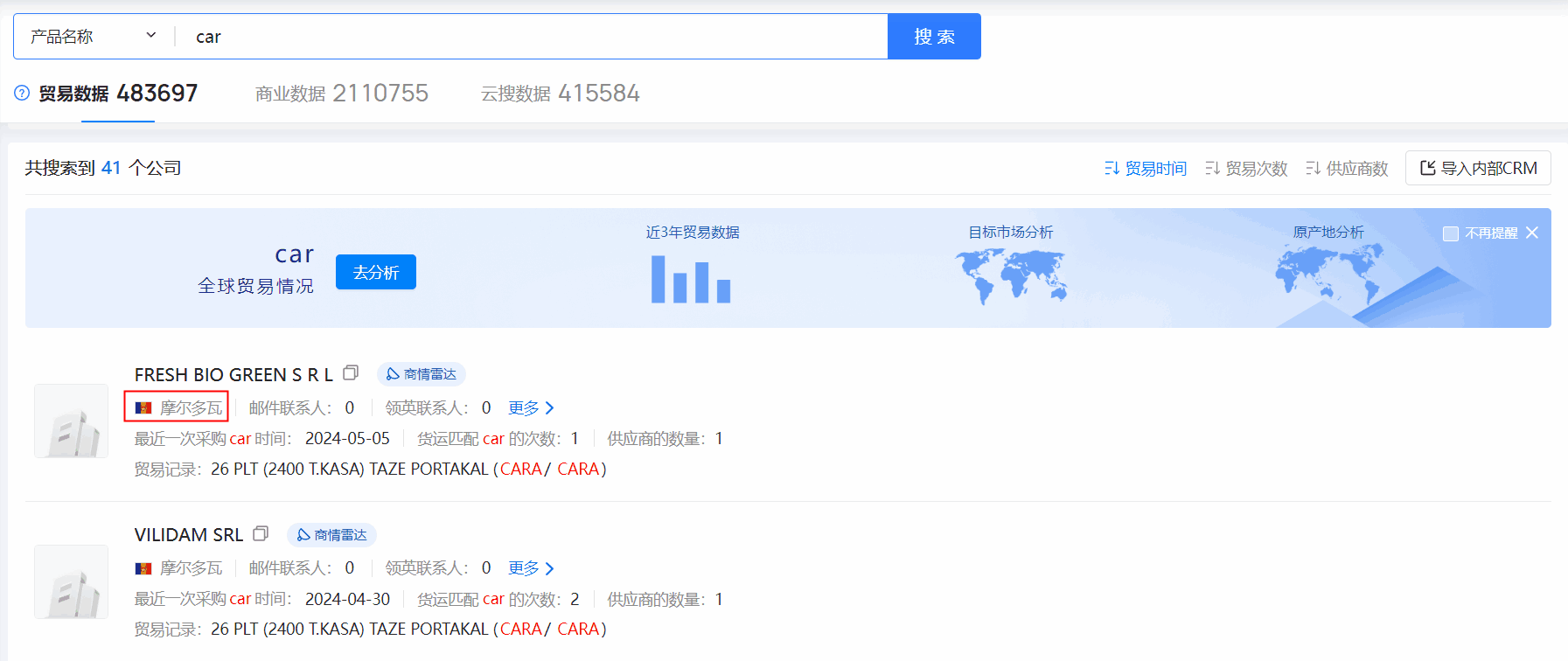 海关数据,摩尔多瓦海关数据,豪门国际海关数据